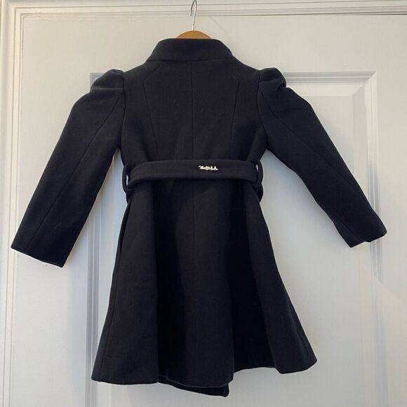 ABEL & LULA GIRLS BLUE VIRGIN WOOL BELTED COAT Size 4 - Picture 4 of 7